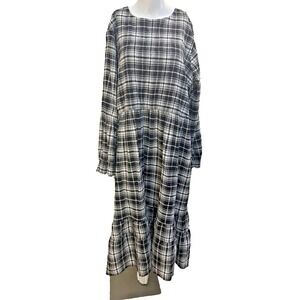 Terra & Sky Womans Gingham Maxi Dress Size 3X Boho Western Cottagecore Ruffle